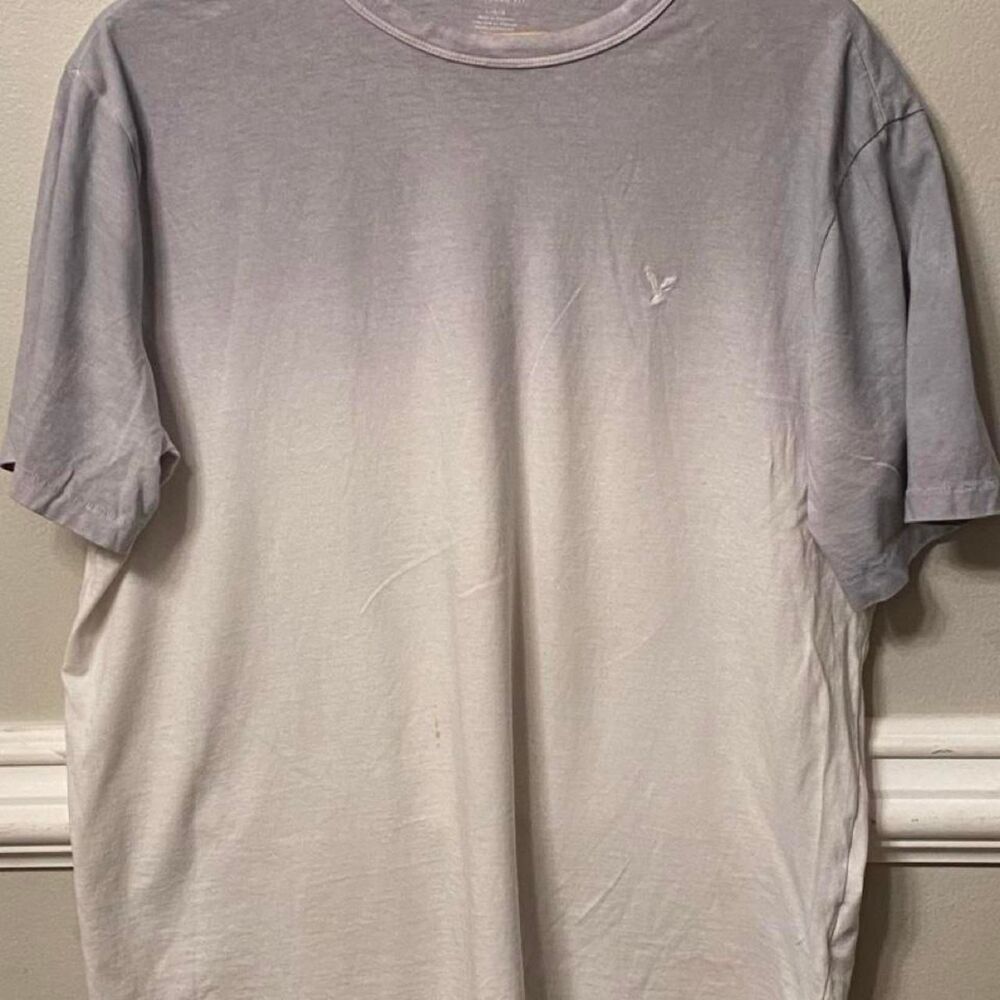 American-eagle Men's White and Purple T-shirt
